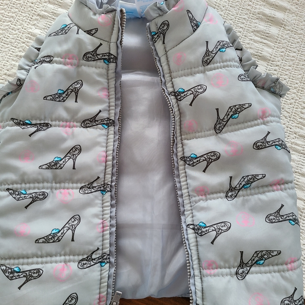 Disney Princess Cinderella Shoe Gray Puffer Vest - 2T